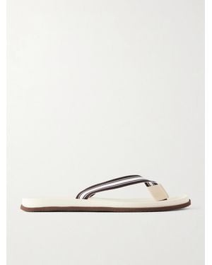 Brunello Cucinelli Striped Grosgrain Flip Flops - Natural