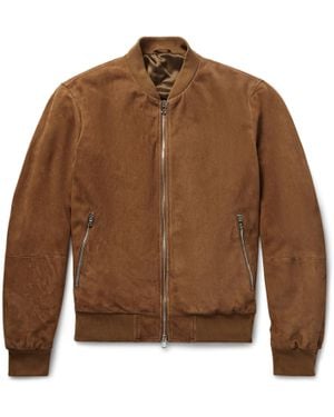 Hackett Mayfair Suede Bomber Jacket - Brown