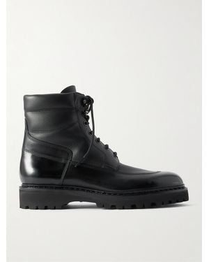 John Lobb Peak Panelled Leather Boots - Black