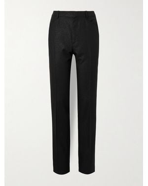 Tom Ford Straight-Leg Prince Of Wales Checked Wool-Blend Suit Trousers - Black