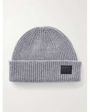 Paul Smith Logo-Appliquéd Ribbed Cashmere And Merino Wool-Blend Beanie - Gray