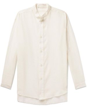 SMR Days Tulum Grandad-Collar Fil-Coupé Cotton Shirt - White
