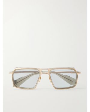 Jacques Marie Mage Gt-R Double-Bridge Aviator-Style-Tone Titanium Sunglasses - Natural