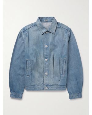 AURALEE Pleated Selvedge Denim Jacket - Blue