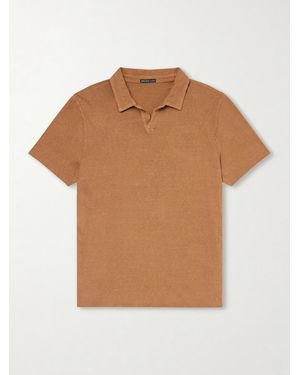 James Perse Open-collar Slub Cotton-jersey Polo Shirt - Brown