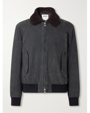 Valstar Cudden Plush-Trimmed Suede Down Jacket - Black