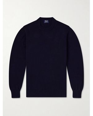 William Lockie Knitted Cotton Jumper - Blue