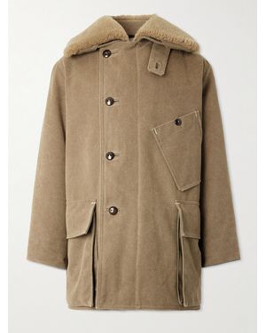 Lemaire Plush-Trimmed Padded Cotton-Canvas Coat - Natural