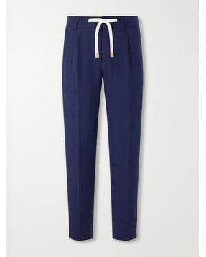 Eleventy Straight-Leg Lyocell And Linen-Blend Pants - Blue