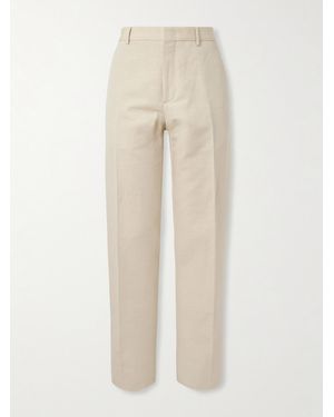 Loro Piana Cedric Tapered Cotton And Linen-Blend Canvas Trousers - Natural