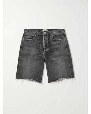 Agolde Anson Straight-leg Frayed Denim Shorts - Grey