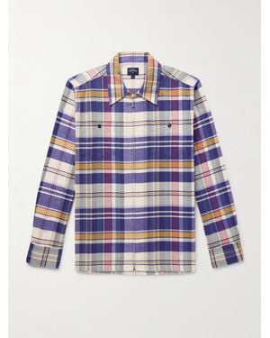 Noah Checked Cotton-Flannel Overshirt - Blue