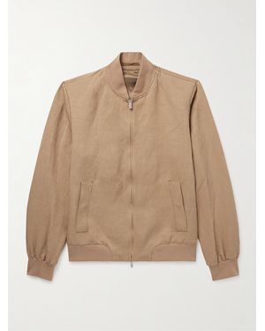 Boglioli Lyocell And Linen-blend Bomber Jacket - Natural