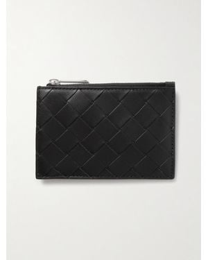 Bottega Veneta Intrecciato Leather Zipped Cardholder - Black