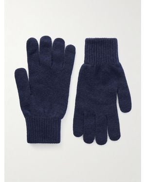 Paul Smith Merino Wool And Recycled-cashmere Blend Gloves - Blue
