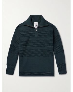 S.N.S. Herning Wool Half-zip Jumper - Blue