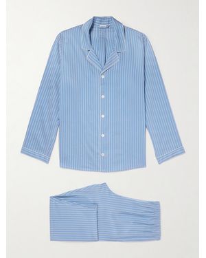 Zimmerli of Switzerland Camp-Collar Striped Woven Pyjama Set - Blue