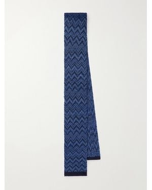 Missoni Striped Crochet-Knit Wool And Silk-Blend Tie - Blue