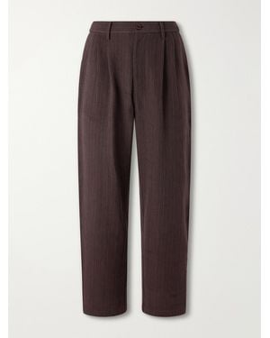 Kardo Antonio Straight-Leg Pinstriped Cotton Suit Trousers - Brown