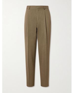 Loro Piana Tapered Pleated Wool-Twill Suit Trousers - Natural