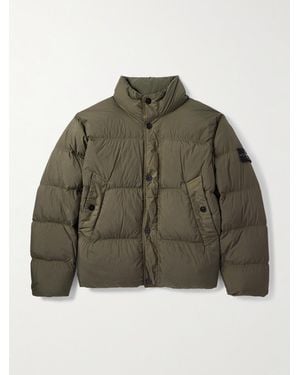 Stone Island Logo-appliquéd Garment-dyed Quilted Crinkle Reps Down Jacket - Green