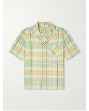 God's True Cashmere Convertible-Collar Checked Linen Shirt - Green