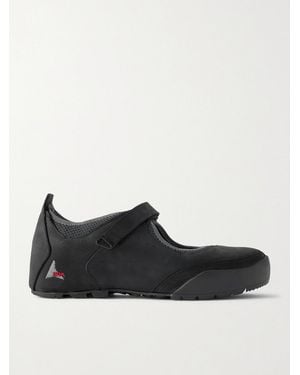 ROA Loie Mesh-Trimmed Nubuck Trainers - Black