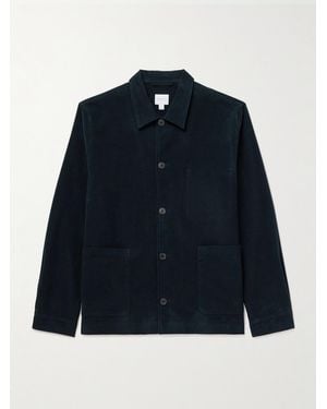 Sunspel Cotton-Blend Moleskin Shirt Jacket - Blue