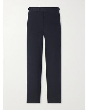 Bode Straight-leg Cotton-blend Seersucker Trousers - Blue