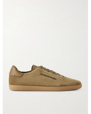 ZEGNA 232 Leather-trimmed Suede Trainers - Brown