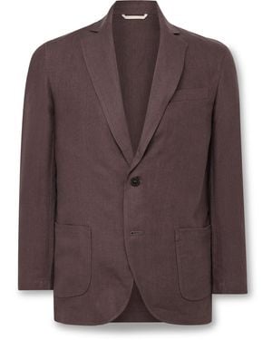 De Bonne Facture Essential Unstructured Linen Suit Jacket - Brown