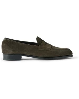 Edward Green Piccadilly Suede Penny Loafers - Black
