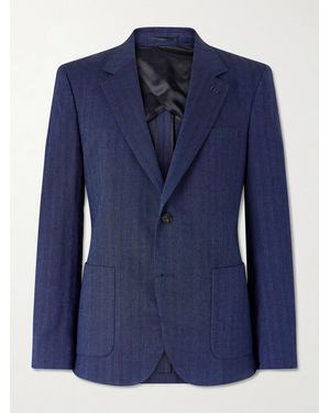 MR P. Herringbone Linen-Blend Suit Jacket - Blue