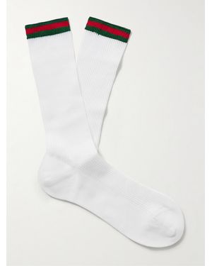 Gucci Striped Ribbed Cotton-Blend Socks - White