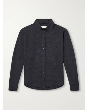 mfpen Vacation Checked Cotton And Wool-Blend Seersucker Shirt - Blue