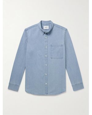 NN07 Cohen 5769 Button-Down Collar Organic Denim Shirt - Blue