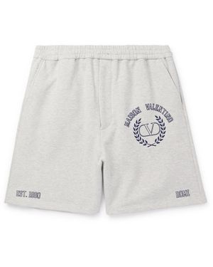 Valentino Garavani Varsity Straight-Leg Logo-Print Cotton-Jersey Shorts - White