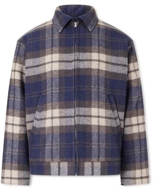 WTAPS Wrecker Padded Checked Melton Wool-Blend Jacket - Blue