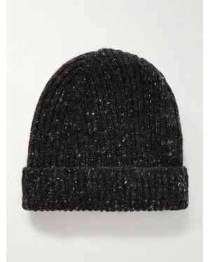 Inis Meáin Ribbed Donegal Cashmere Beanie - Black