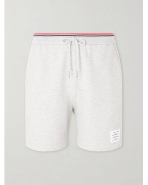 Thom Browne Straight-leg Logo-appliquéd Striped Cotton-piqué Drawstring Shorts - White