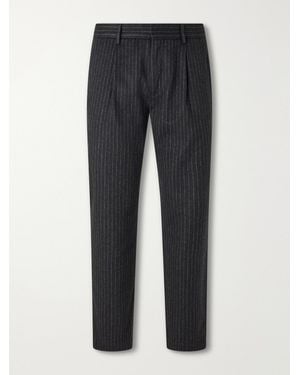 Barena Straight-Leg Pleated Pinstriped Wool-Blend Pants - Blue
