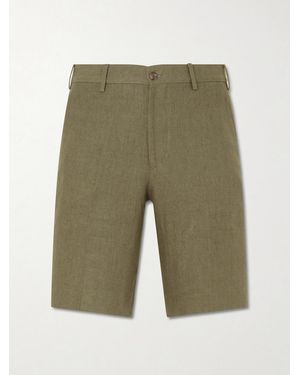 Anderson & Sheppard Straight-Leg Linen Shorts - Green