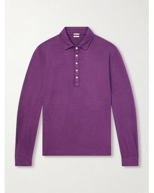 Massimo Alba Raya Linen And Cotton-Blend Polo Shirt - Purple