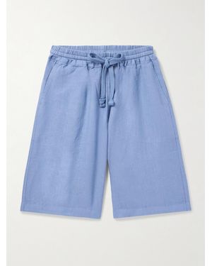 Fedeli Vico Straight-Leg Linen Drawstring Shorts - Blue
