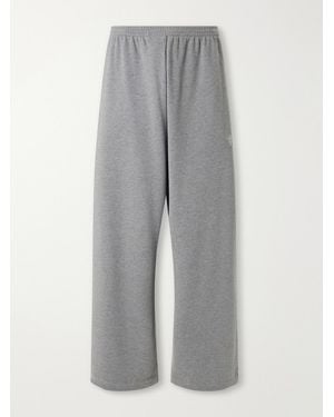 Gucci Wide-Leg Cotton And Cashmere-Blend Jersey Sweatpants - Gray
