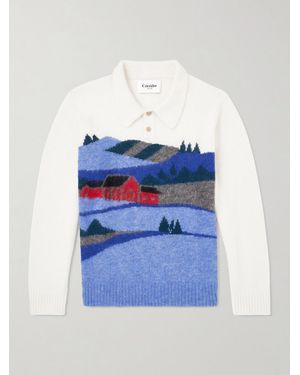 Corridor NYC Hart Jacquard-knit Alpaca-blend Polo Jumper - Blue