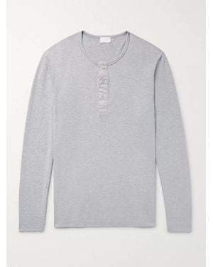 Handvaerk Mélange Pima Cotton-jersey Henley Pyjama Shirt - Grey