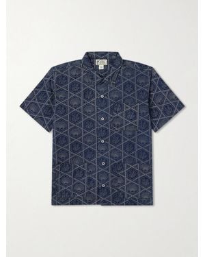 RRL Printed Linen And Cotton-Blend Shirt - Blue