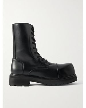 Vetements Stomp Leather Combat Boots - Black