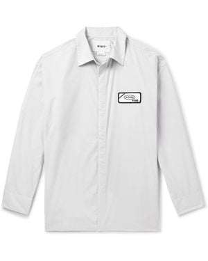 WTAPS Repo Logo-Appliquéd Cotton-Blend Broadcloth Shirt - White